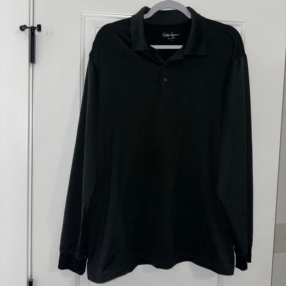 Men's Walter Hagen Gray Long Sleeve Polo Shirt Large